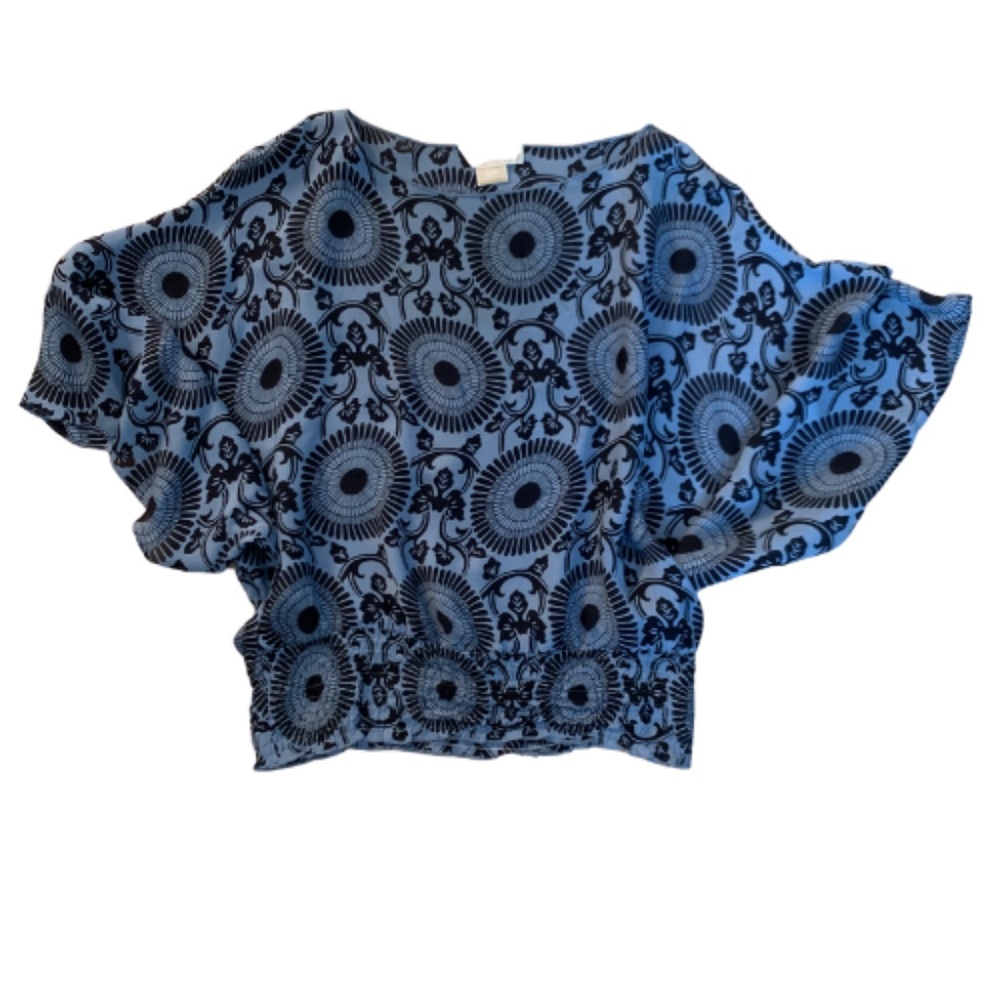 Michael Kors 100% Silk Batwing Elastic Waist Top